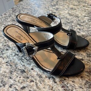 Anne Klein Black Heel with Silver Buckles